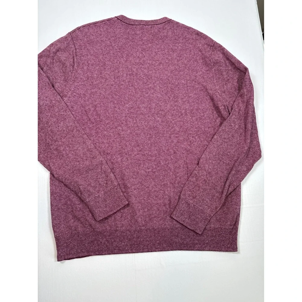 Bonobos Mens Burgundy‎ Striped Cotton Cashmere Crewneck Sweater Large BST00676N